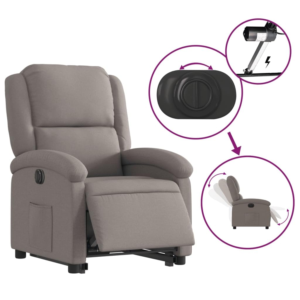 Tidyard Relaxsessel, Sessel Verstellbar mit Liegefunktion, Sessel mit Aufstehhilfe, Aufstehsessel, Polstersessel, Ruhesessel, Taupe Stoff