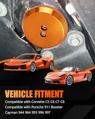 Image of Corvette Jack Pucks, Orange | Billet Anodized Aluminum, Compatible with Corvette C5 C6 C7 C8 & Porsche 911 Boxster Cayman 944 964 993 996 997