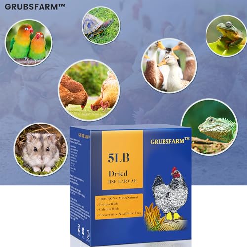 GRUBSFARM Premium Dried Black Soldier Fly Larvae for Chickens 5LBS - Superior to Mealworms - 85X More Calcium Than Meal Worms - Molting & Laying Hens Supplement - Non-GMO BSF Larvae Treats for Ducks — view 5