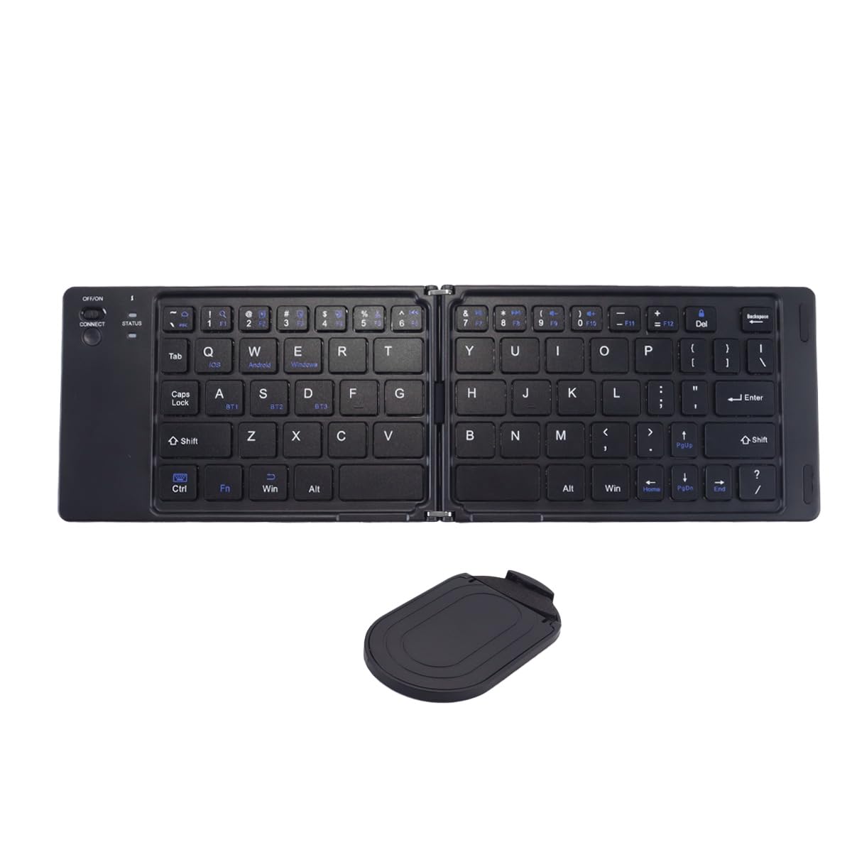 Teron Teclado inalámbrico abatible, teclado Bluetooth plegable, para viajes, tablet, smartphone, laptop, uso multidispositivo