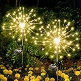 Anordsem Solar Garden Lights Outdoor: Bendable Copper Wire with 120 LED Firework Beads - Warm Waterproof DIY Starburst Decoration for Yard Pathway Patio - Gifts for Women Mom Homeowners