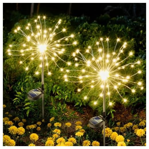 Anordsem Solar Garden Lights Solar Firework Lights Solar Powered String Light with 2 Lighting Modes Twinkling and Steady-ON for Garden, Patio, Yard, Flowerbed, Parties (Warm White)