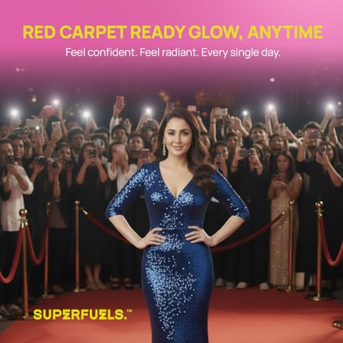 Image of SUPERFUELS Bollywood Skin 500mg L Glutathione Tablets with HLA & ALA | Glowing Skin & Hair | Vitamin C, E, NAC & Biotin | Strawberry Flavor | No Added Sugar | 15 Effervescent Tablets
