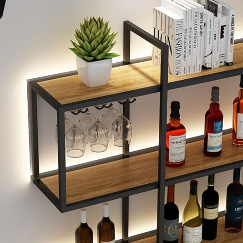 Support de rangement pour bar étagères bouteilles d'alcool murales - 5