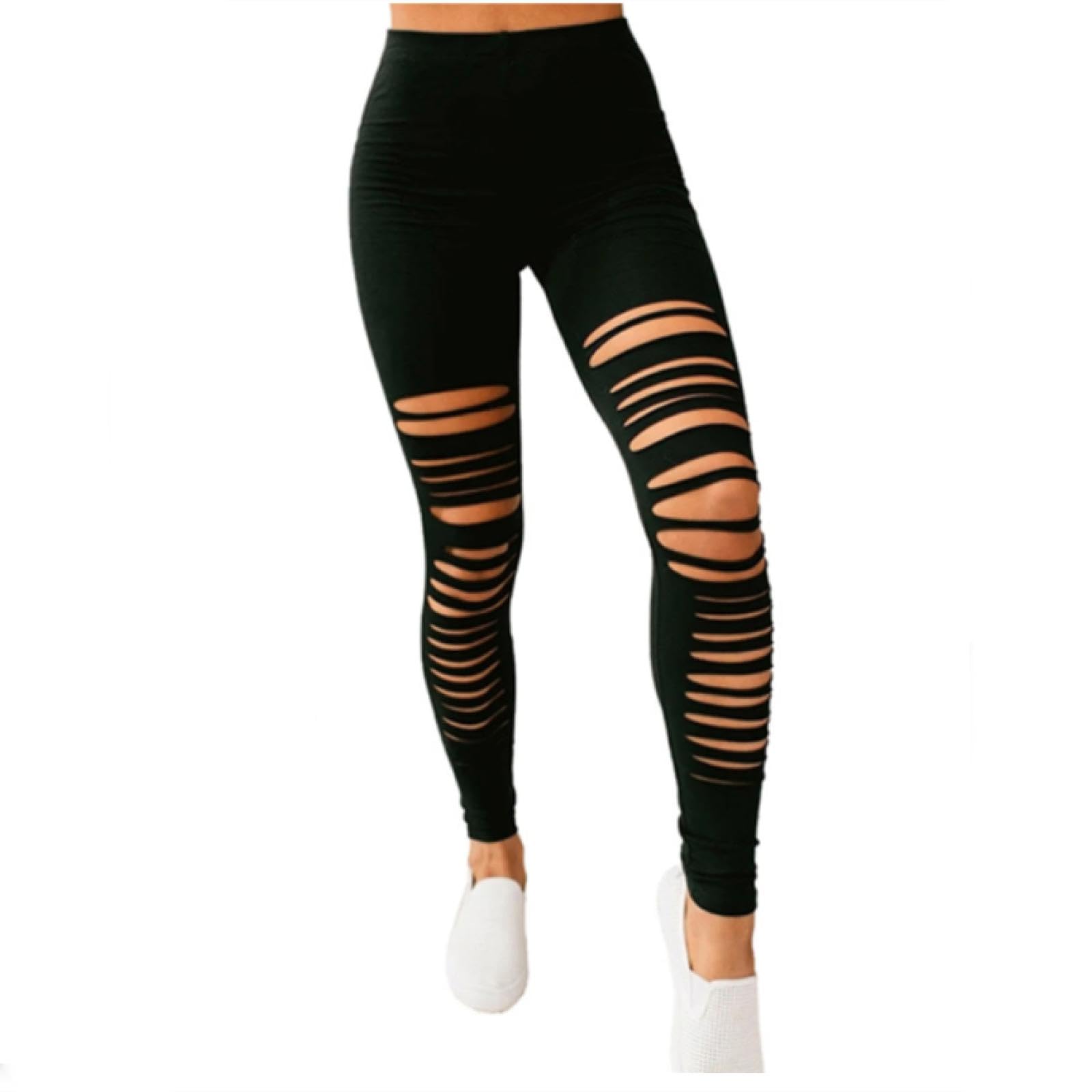 Legging Femme Pantalon Couleur Unie Simple Leggings Mode Serré Noir Cassé Pantalon Femmes