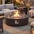 COSIEST 42 inch Outdoor Propane Fire Pit Coffee Table w Concrete Round Base Patio Heater, CSA Certified, 50,000 BTU Stainless Steel Burner, Free Lava Rocks, Rain Cover, Wind Guard, Tank Cover