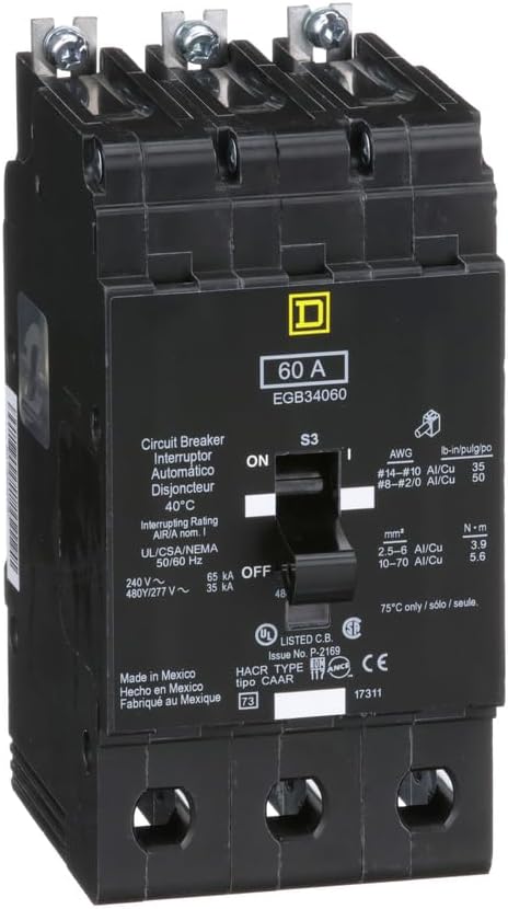 SCHNEIDER ELECTRIC EGB34060 Miniature Circuit Breaker 480Y/277V 60A