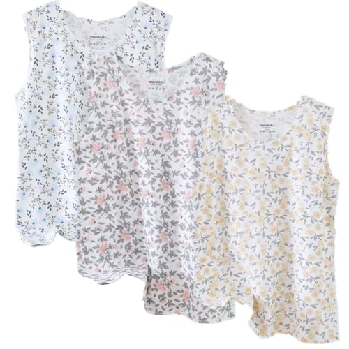 MIXZONES Cotton Basic Tank Tops for Women Undershirts Tanks Top Lightweight Camis Tank Tops 3Pack (US, Alpha, X-Large, Regular, Regular, Pink/Yellow/Blue)