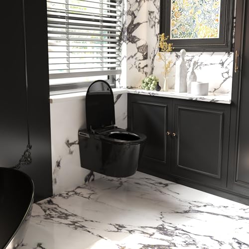 Image of Black Basic Smart Function Wall Hung Toilet Combo, Built-In Water Tank, Heated Seat,Auto Flush,Foot Sensor Flush,Nightlight, with In-Wall Carrier (No Need to buy an Additional Water Tank)