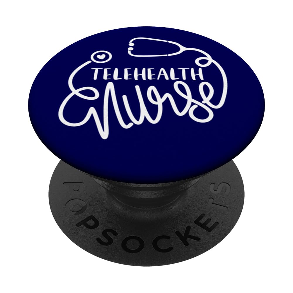 Telehealth Nurse Cute Remote Nursing Department RN PopSockets Swappable PopGrip, Black