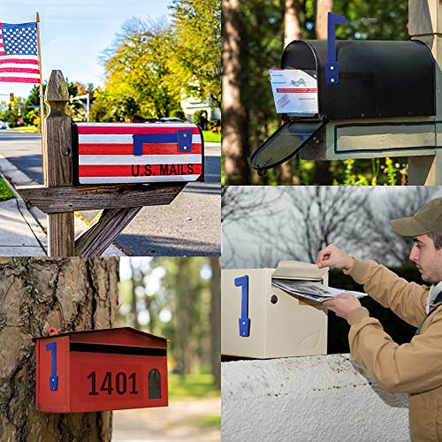 Anley Universal Outgoing Mailbox Flag For Brick, Wood, Metal & Stucco - Rust Resistant Plastic Alert Postal Carrier Raised Signal Flags Replacement Kit - Mounting Fasteners Included (Blue, Flag Only) #TOP5