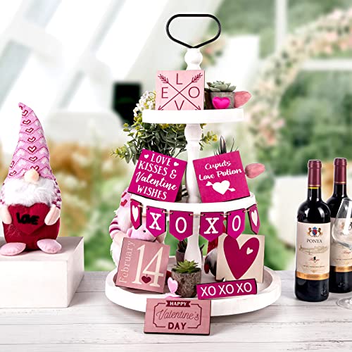 22PCS Valentines Day Tiered Tray Decor,Valentine Day Signs,Valentine\'s Day Decor,Farmhouse Valentine Love Kiss Me Sweet Hearts Wooden Sign Valentines Themed Centerpieces for Home Kitchen Table Decor - Thumbnail 5