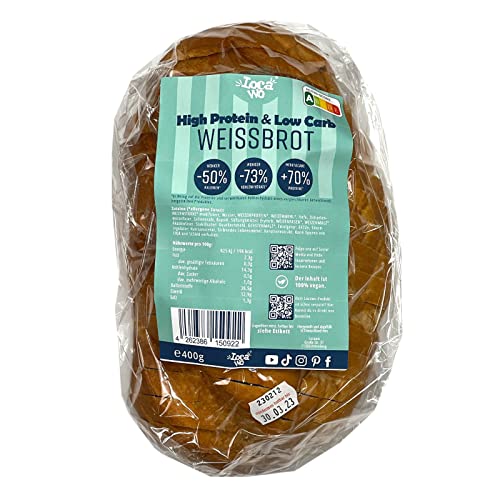 Locawo High Protein & Low Carb Weißbrot | Eiweißbrot | Voller Weizengeschmack | Vegan | ideal für eine eiweißreiche, kalorien- und zuckerreduzierte Ernährung Cover