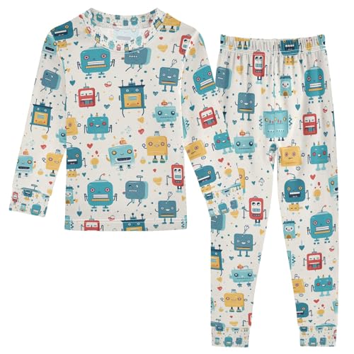 senya Little Robot Pajamas Set Long Sleeve Soft Cotton Sleepwear 2 Piece