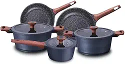 Conjunto/Jogo de Panelas 5 Peças, Frigideira, Caçarola em Alumínio Cerâmic-Flon Titanium MTA - 8460