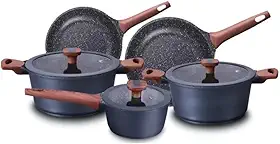 Conjunto/Jogo de Panelas 5 Peças, Frigideira, Caçarola em Alumínio Cerâmic-Flon Titanium MTA - 8460