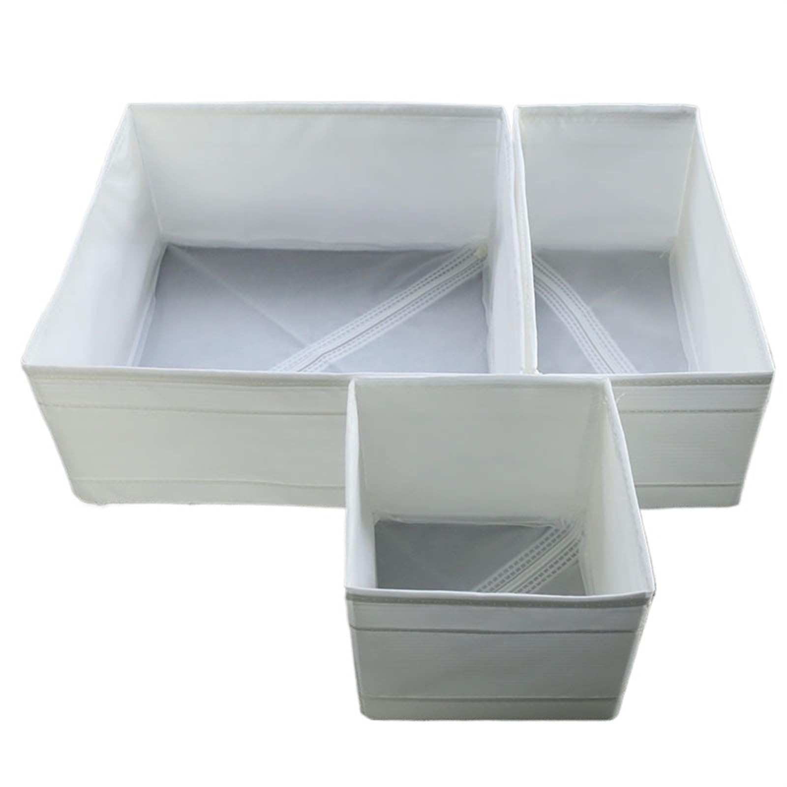 CGUOHU Washable Folding Cloth Underwear Sundries Storage Organizer Box Set For Wardrobe Storage(White 6-piece set)