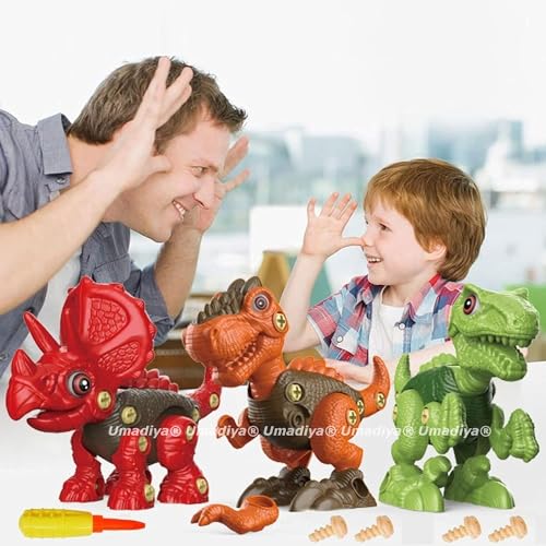 Image of Umadiya Branded Toys STEM 4pcs Dinosaur Toy - Take Apart Dinosaur Toys | Building Learning Educational Toys for Kids Boys and Girls with Screwdrivers (Dino-4)