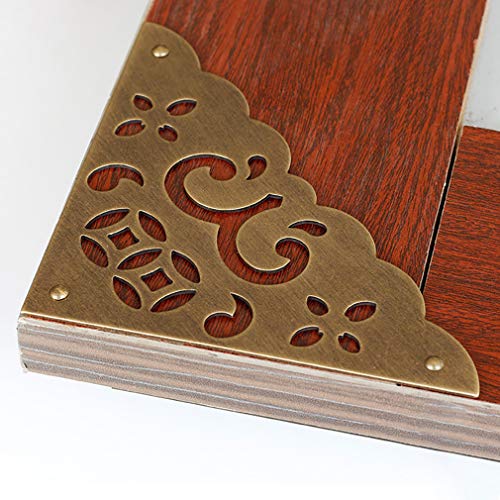 Image of 4Pcs 4 inch /10.3cm Large Size Antique Brass Hollow Pattern Corner Protectors Vintage Hardware Desk Edge Wooden Jewelry Gift Box Cabinet Corner Guard