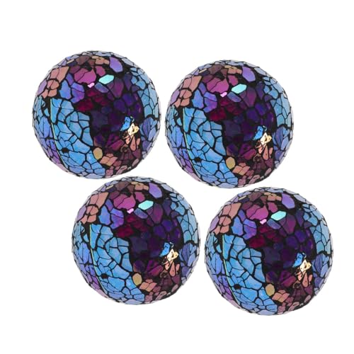 DEARMAMY Esferas Decorativas Mosaico 8 Cm Vidrio Multicolor, Bolas para Centro De Mesa, Decoración Hogar, Paquete 4 Unidades, Ideales para Jarrones y Fiestas