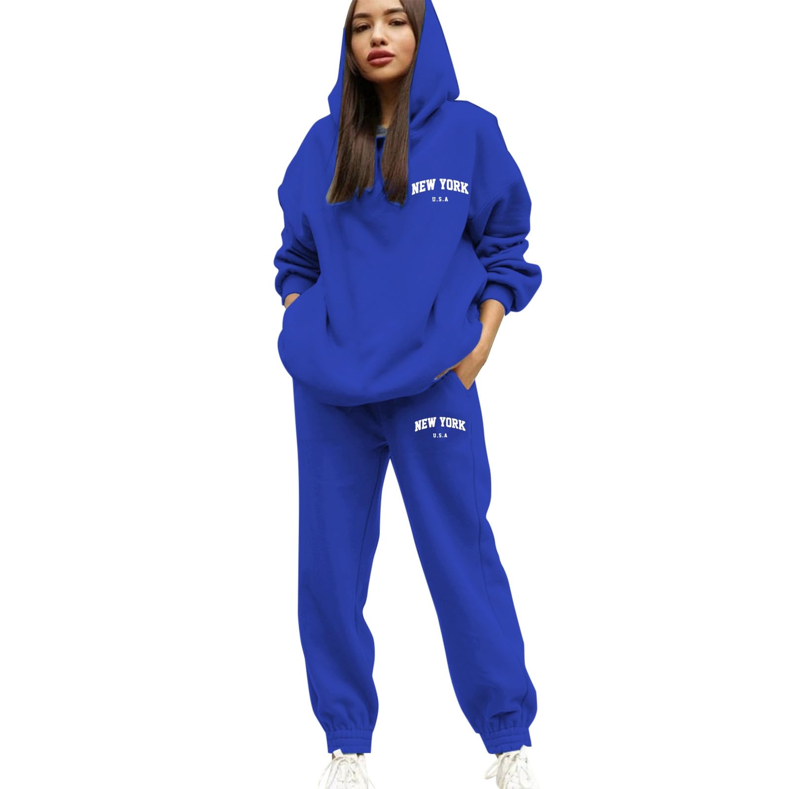 Générique Ensemble 2 Pièces Femme Coton Haut et Pantalon Survêtement Sport Manches Longues Ensemble Jogging Détente Maison Set Coordonné Deux Pièces A82