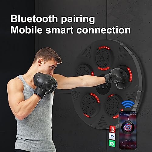 Machine de boxe musicale LED et cible murale électronique 9 modes avec gants rouges - 5
