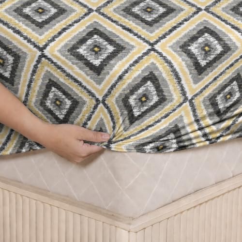 Image of LANE LINEN Symphony | 100% Cotton Sheet Set | Soft & Breathable Fabric | 3 Piece (1 Bedsheet + 2 Pillow Covers) | King Bed Sheet Set - Obsidian Marquise