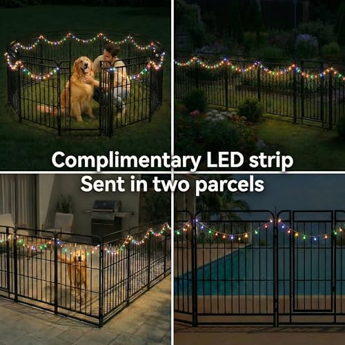 Image of Dog Fence Outdoor for Yard 12 Panels 47'' Rustproof Metal Dog Playpen