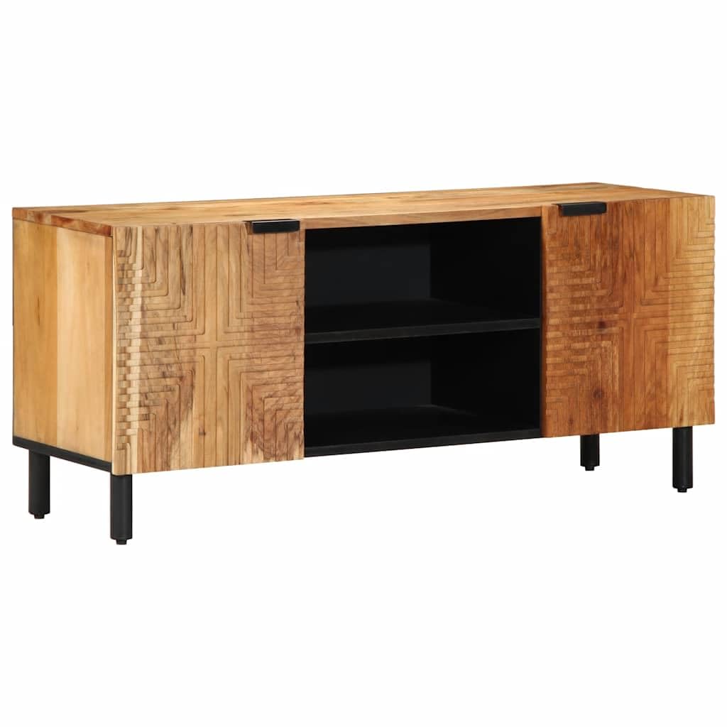 Mobile TV da 105 x 33 x 46 cm, in legno massiccio di acacia | Ampio spazio per riporre oggetti, gambe rialzate, stabile e resistente, per soggiorno o camera da letto