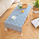 qiden Linen Coffee Tablecloth, Boho Farmhouse Coffee Table Cover, for End Table Washer Dryer Fridge Decoration Dust Cover-20 x 57 inch