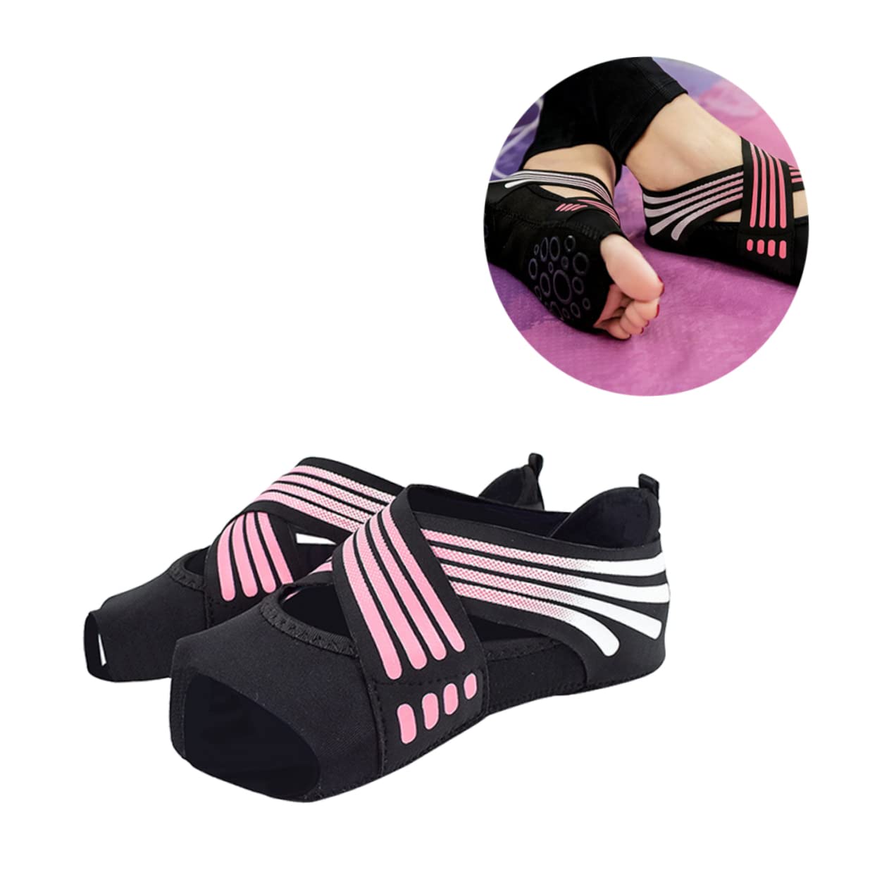 INOOMP 3 Paar Damen-Sportsocken Damen-Sportsocken Yoga-Schuhe Für Damen Volle Zehe Yoga-Socken Damen-Yoga-Socken Nicht-Yoga-Socken Damen-Sportsocken Riemen Rosa Miss