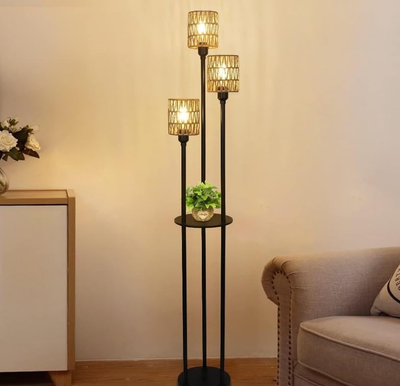 Lampadaire en métal pour manque de place salon étagères intégrées et intensité variable LED - 5
