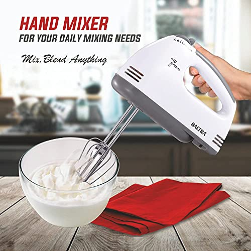 Image of BALTRA Rider 200w Lightweight Hand Mixer, Blender with 7 speed control settings, stainless steel accessories and 2 years warranty