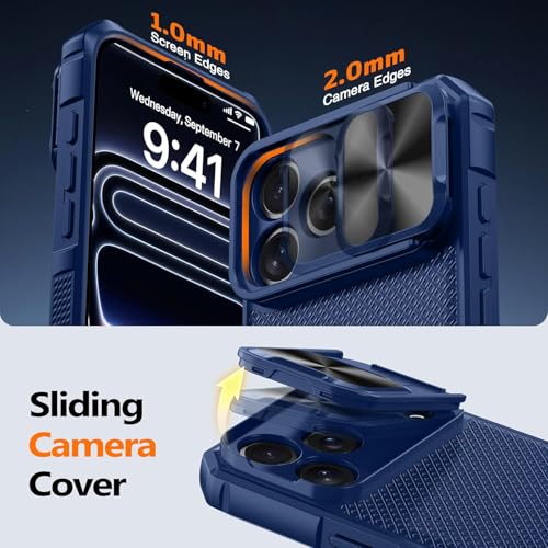 Image of Magnetic for iPhone 17 Pro Case with Privacy Screen Protector[Fit for Magsafe][Slide Camera Cover][Kickstand][Military Grade Protection] Shockproof Rugged Case for iPhone 17 Pro,Blue