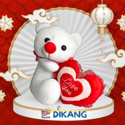 Image of DIKANG Premium Teddy Bear with Love for Valentine's Day Gift | Valentine Gift for Boyfriend /Girlfriend /Husband /Wife - 30cm (White)