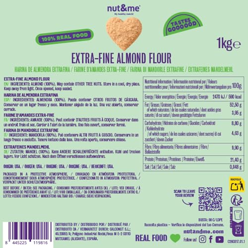 Miniatura 2 de Harina De Almendras 1 Kg Nut Me 100 Almendra Extrafina Sin Gluten Keto Repostería Sin Azúcar Sin Conservantes Ni Aditivos Alto En Proteínas