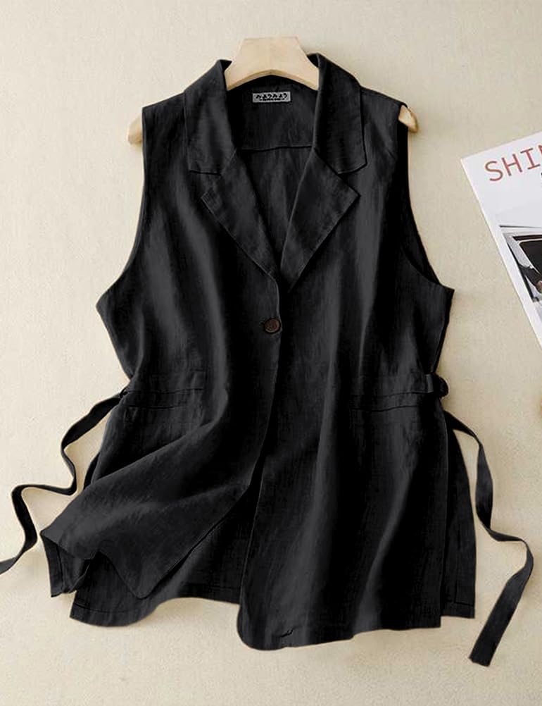IDEALSANXUN Weste für Damen, elegant, ärmellos, Blazer, Frühling, Sommer, Weste, Tops, Business, Freizeit, Outfit, Büro, Arbeitskleidung