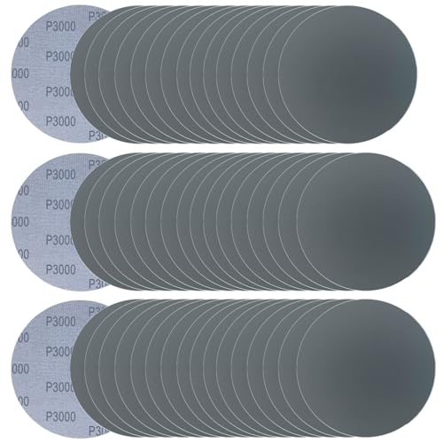 Image of 6 Inch 50 Pcs Wet Dry Sanding Discs Hook and Loop, 3000 Grit Sandpaper Automotive Wood Metal Polishing & Sanding, Silicon Carbide Sand Paper for Random Orbital Sander (Grit 3000)