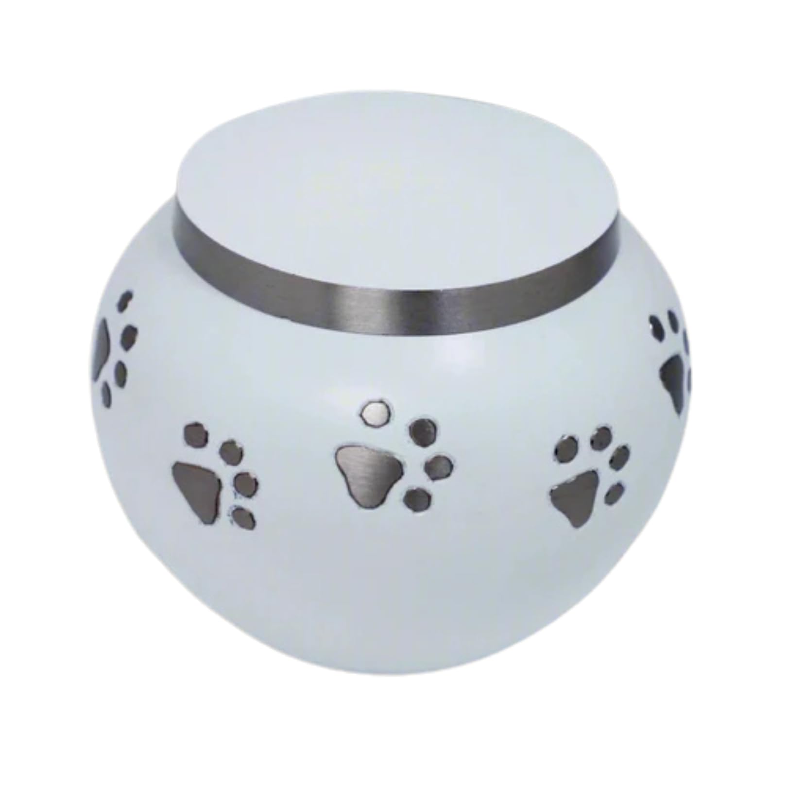 Royal Rapture Urn For Ashes Memorial Funeral Cremation Love Urns decorativePaw Engraved Jar, White, 6"