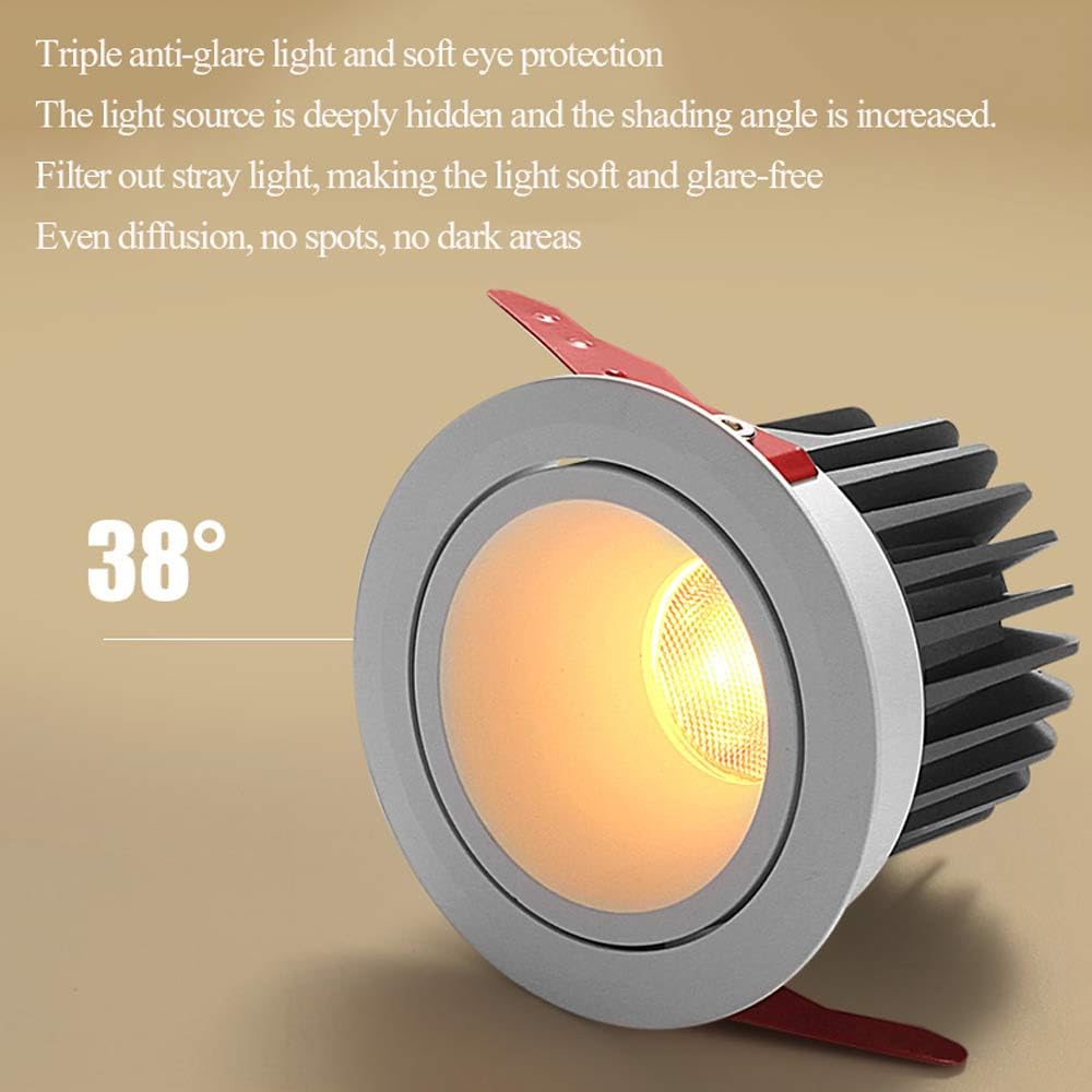 Zestaw 2 wodoszczelnych okrągłych reflektorów wpuszczanych, 7 W, 10 W, 12 W, LED, 3,1 cala, do oświetlenia sufitowego kuchni i łazienki