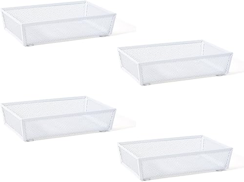 BYCY Paquete de 4 organizadores de cajones de cubiertos, organizador de utensilios de malla para almacenamiento de cocina, bandeja de malla metálica