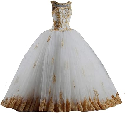 gold tulle wedding dress