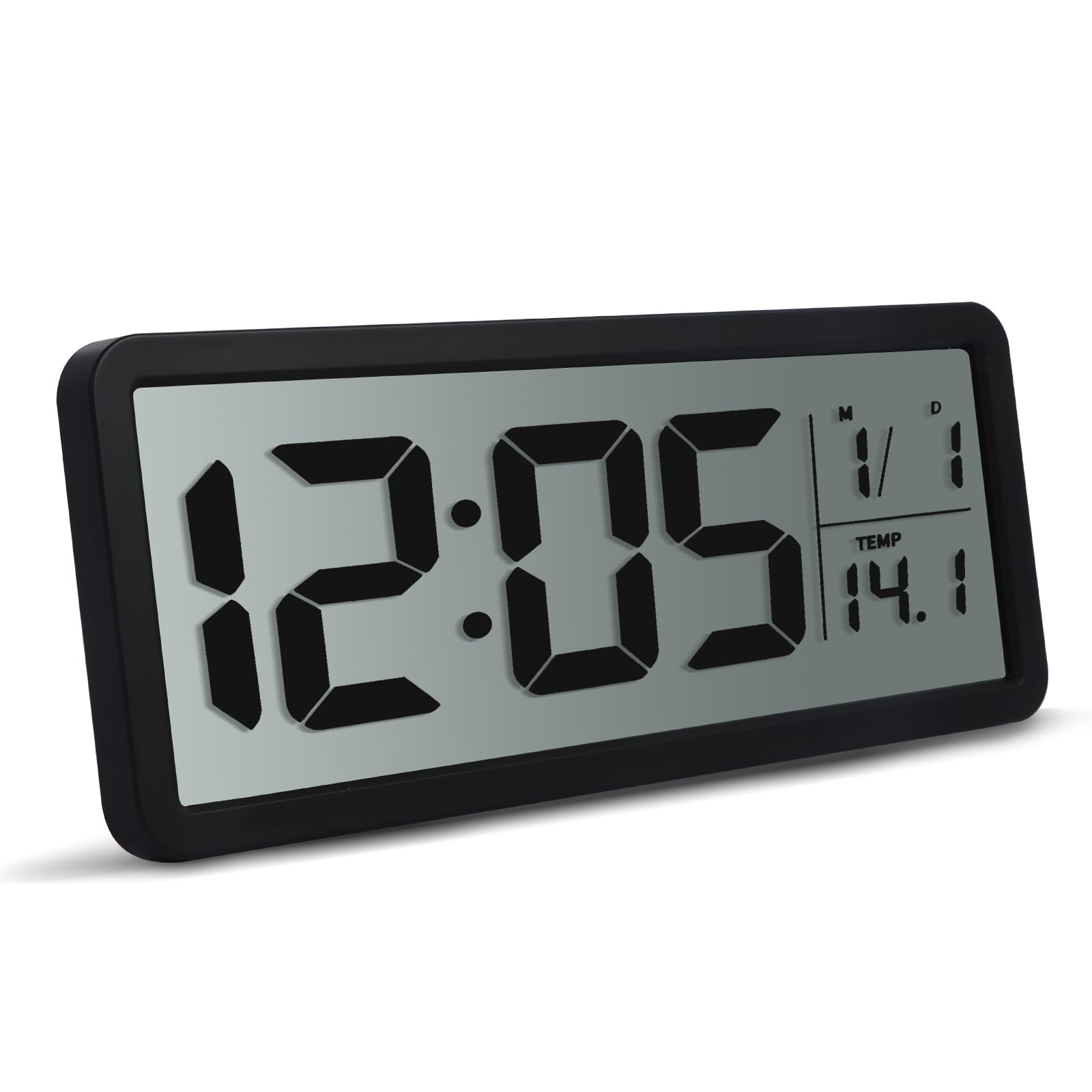 Reloj de pared digital, reloj despertador digital LED con dígitos grandes, temperatura, 12/24 horas, fecha, reloj digital de escritorio para dormitorio, oficina en casa y escuela de viaje (batería no