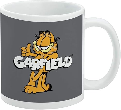 Garfield - Taza de café de cerámica con logotipo, tazas de regalo novedosas para café, té y bebidas calientes, 11 onzas, color blanco