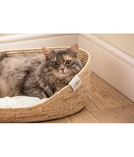 Dehner Premium Lovely Kuschelbett Tiefer Schlaf, 58 x 48 x 18 cm, Naturmaterial/Plüsch, weiß/beige