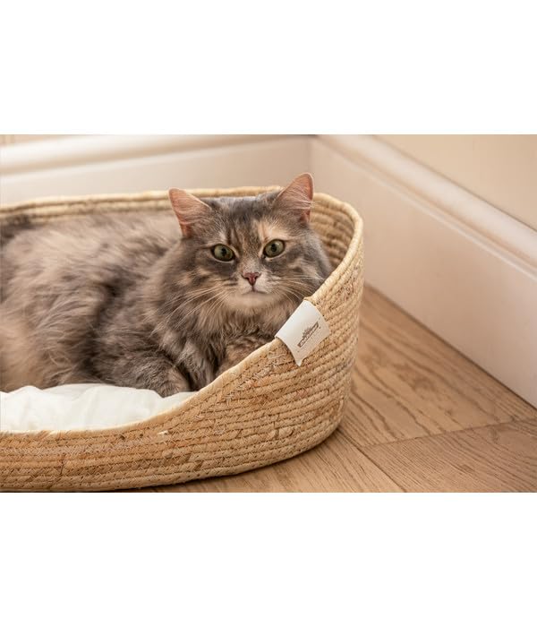 Dehner Premium Lovely Kuschelbett Tiefer Schlaf, 43 x 35 x 15 cm, Naturmaterial/Plüsch, weiß/beige