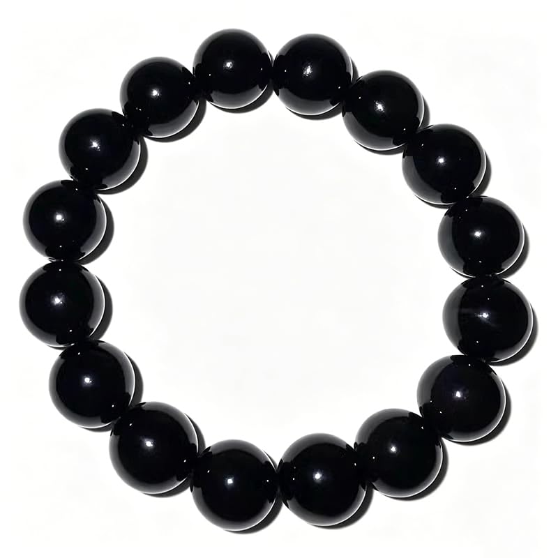 Pulsera de obsidiana negra para hombres: joyería de cristal curativo NIBHZ de 10mm
