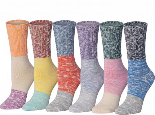 Image of Tipi Toe Women's 6 Pairs Winter Boot Socks - Soft Cotton Blend Warm Crew Socks Size 9-11