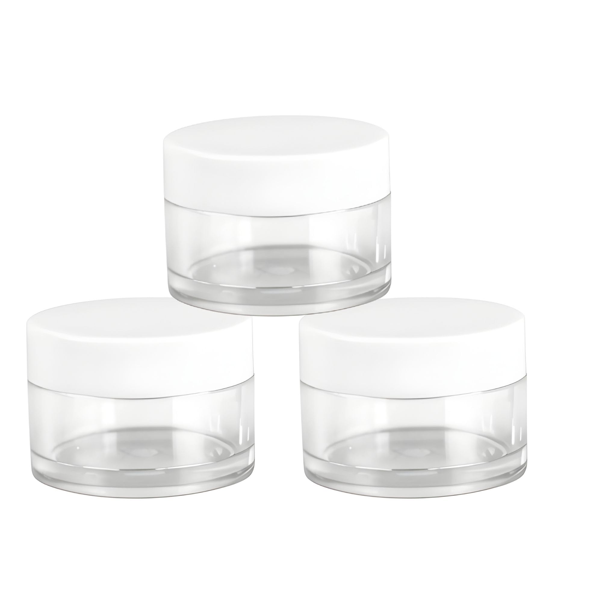 Hian Refillable Cosmetic Jars Pack of 3 (15GM, 3.8x2.5 CM) BPA-Free Acrylic Cream Containers with Leakproof White Lids, Mini Travel Storage for Lotion, Balm, Makeup & Skincare
