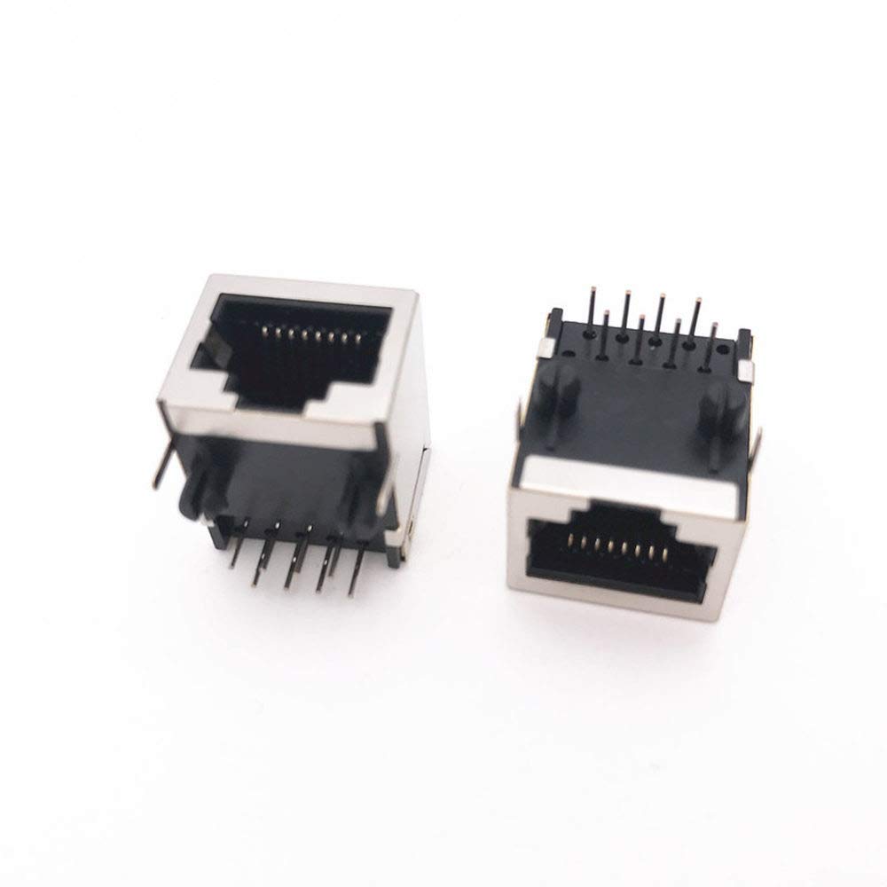 50pcs/lot 56-8P8C Female Right Angle PCB Board Jack Connector Side-Entry RJ45 Connector Jacks 18.5mm Length